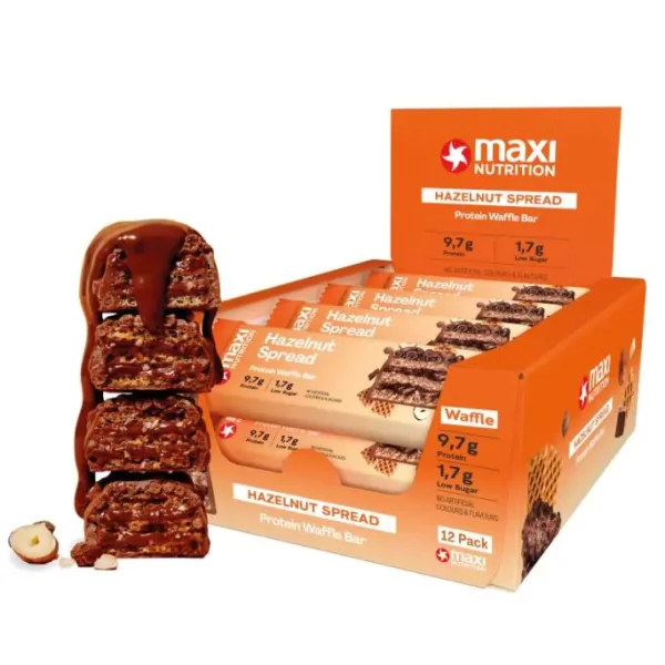 Maxi Nutrition Protein Waffle Bar 12er Box Hazelnut Spread