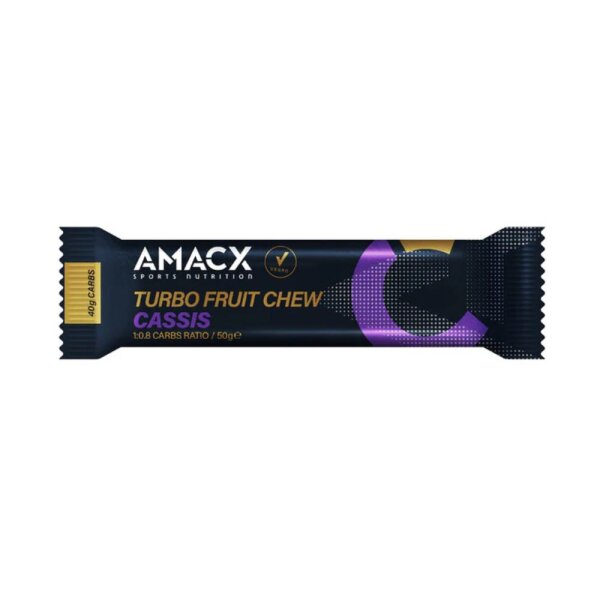 AMACX Turbo FRUIT Chew Bar Gummiriegel  Cassis ( Schwarze Johannisbeere)