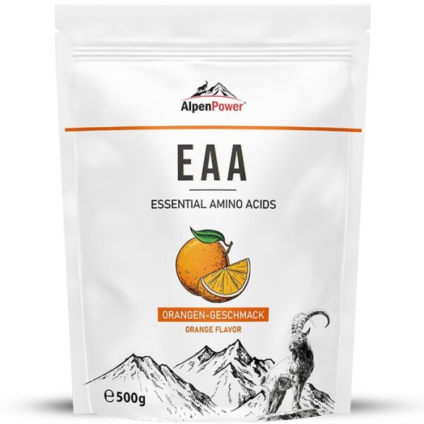 AlpenPower EAA Essenzielle Aminosäuren 500g Beutel Orange