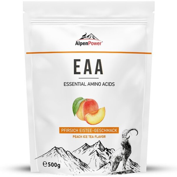 AlpenPower EAA Essenzielle Aminosäuren 500g Beutel Pfirsich Eistee
