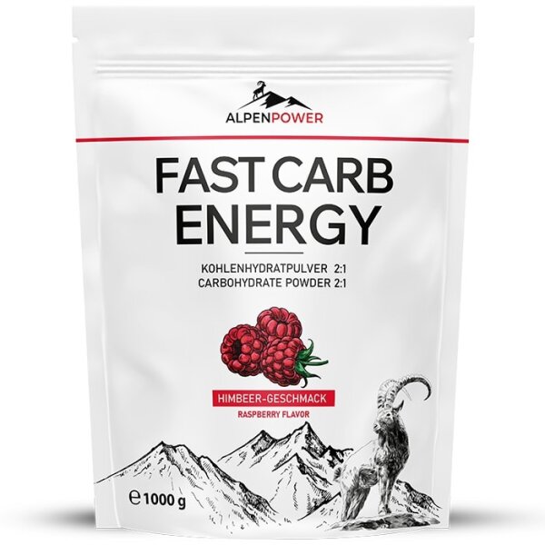 AlpenPower Fast Carb Energy - Himbeere 1000g Beutel