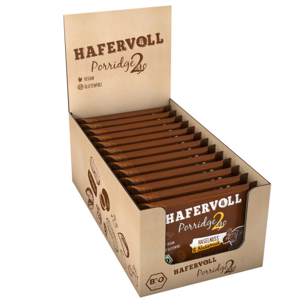 Hafervoll Porridge2go Veganer Bio Riegel 13er Box Haselnuss MHD 09-2025