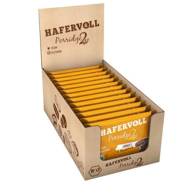 Hafervoll Porridge2go Veganer Bio Riegel 13er Box Erdnuss MHD 09-2025
