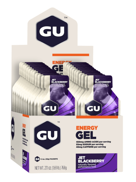 GU Energy Gel 24er Box Jet Blackberry + Caffeine MHD 09-2025