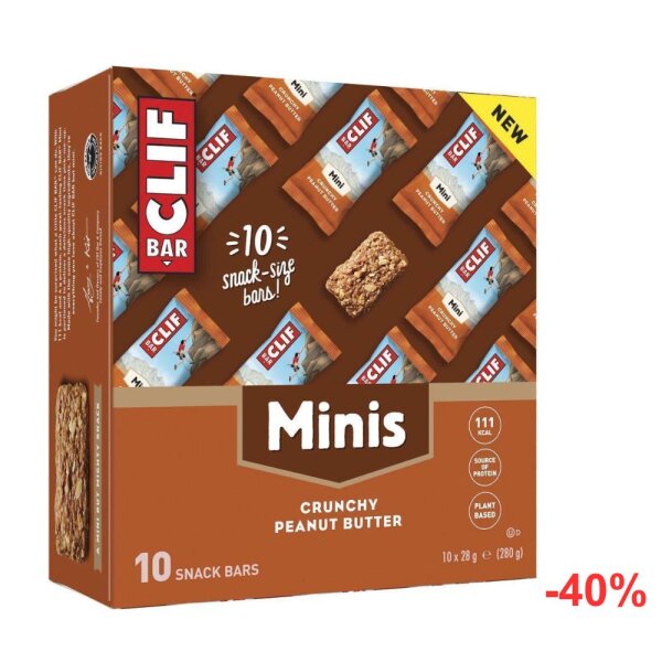 Clif Bar MINI Riegel 10er Box MHD 02-2026 Knusprige Erdnussbutter (Crunchy Peanut Butter)