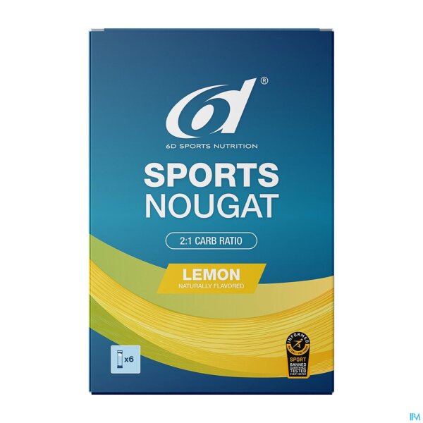 6d Sports Nutrition Nougat Riegel 6er Box Lemon MHD 03-2026
