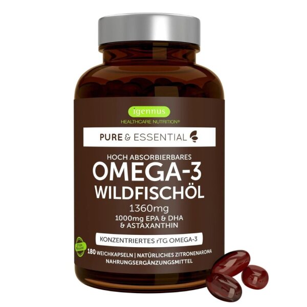 Igenuus Pure & Essential Omega-3 mit Astaxanthin 180 Softkapseln