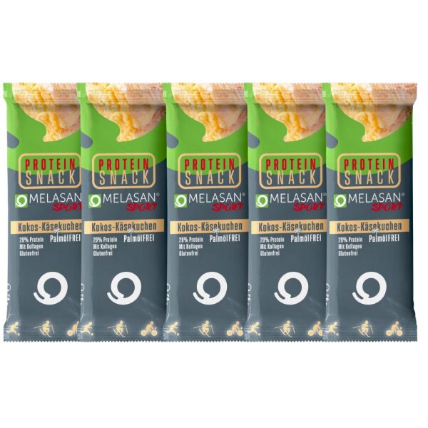 Melasan Protein Snack Riegel 5er Pack Kokos-Käsekuchen MHD 03-2026