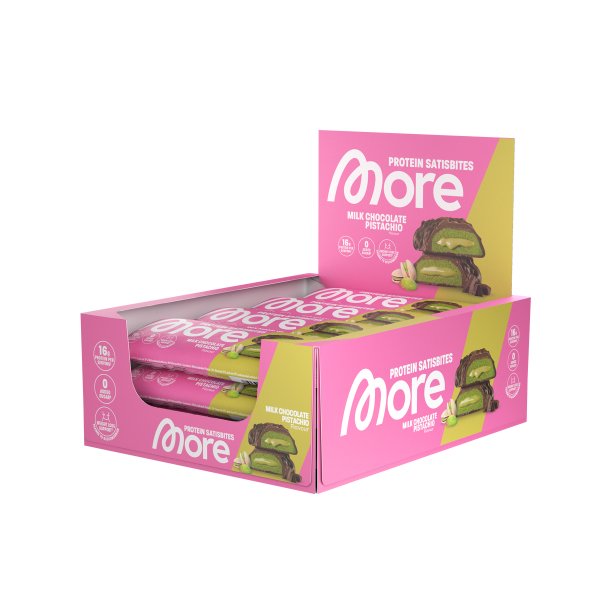 More Nutrition More Protein Satisbites Riegel 12er Box Milk Chocolate Pistachio