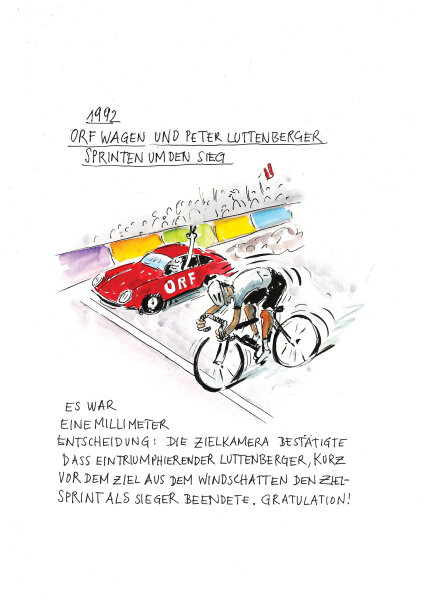 Tour of Austria Cartoon "Sprint um den Sieg" by Günter „Peng“ Mayer