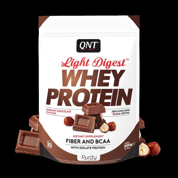 QNT Light Digest Wheyprotein - 500g Proteinpulver Hazelnut Chocolate MHD 06-2026