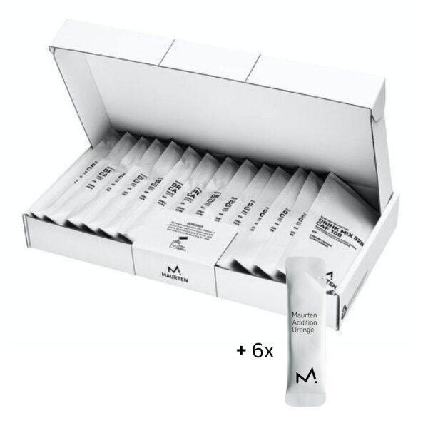 Maurten Drink Mix 320 CAF 100 83g Beutel 14er Box + Geschmacksbox gratis Apple