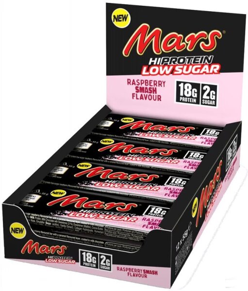 Mars HiProtein Low Sugar Himbeere Riegel 12er Box MHD 08-2026