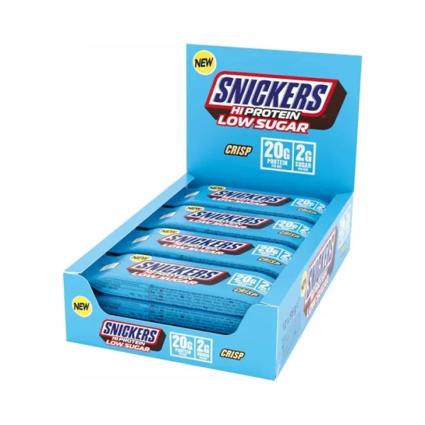 Snickers Hi Protein Crisp Low Sugar Bar 12er Box MHD 10-2026