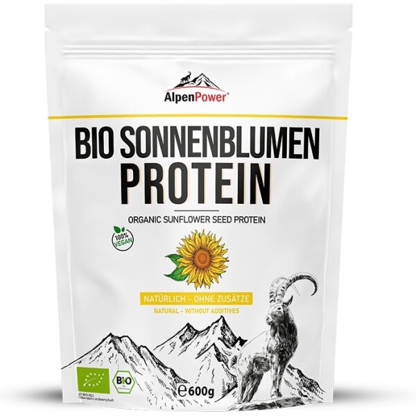 AlpenPower Bio Sonnenblumenkern-Protein 600 g MHD 09-2026