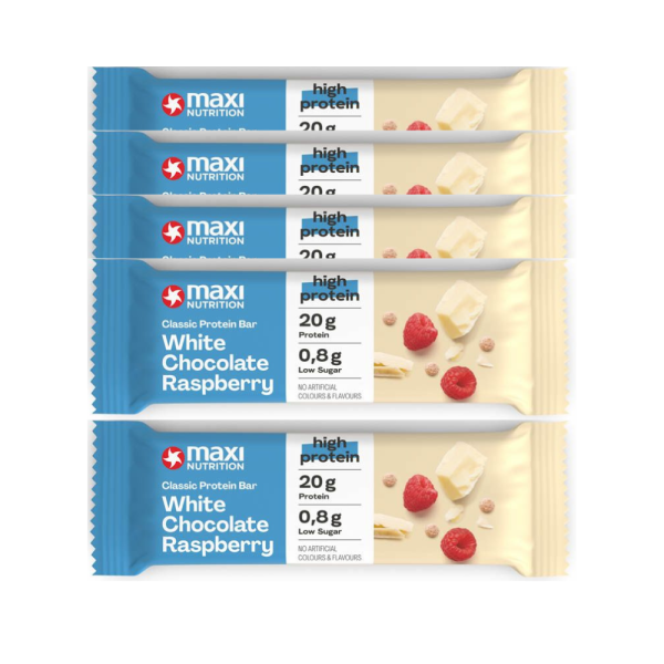Maxi Nutrition Classic Protein Bar 5er Pack White Chocolate Raspberry MHD 09-2026