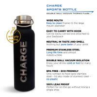 CHARGE Sports Drinks Bottle Thermo Edelstahlflasche 600ml schwarz