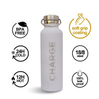 CHARGE Sports Drinks Bottle Thermo Edelstahlflasche 750ml weiß
