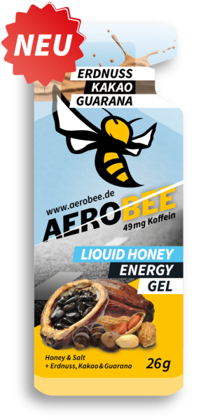 AEROBEE Energy Gel aus Honig LIQUID Erdnuss, Kakao & Guarana
