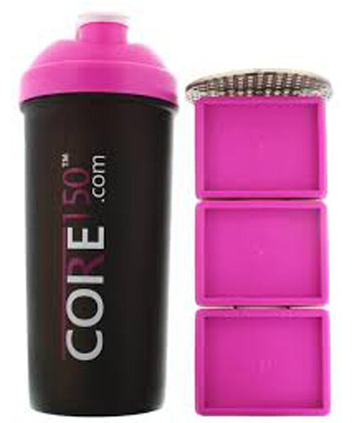 Core 150 1 Liter Protein Shaker mit 3 Speicherfächern Pink