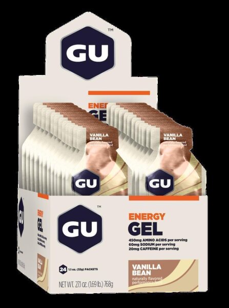 GU Energy Gel 24er Box Vanilla Bean + Caffeine