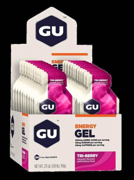 GU Energy Gel 24er Box Tri Berry + Caffeine