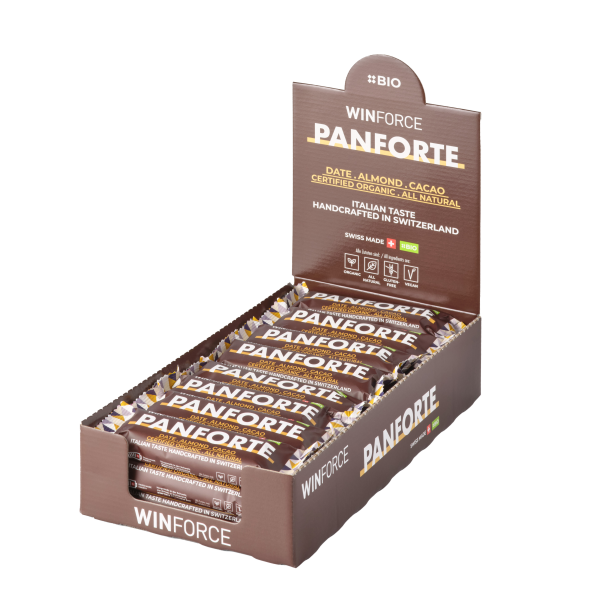 Winforce Panforte Bio Mandelriegel 24er Box Date Almond Cacao