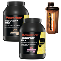 2 PowerBar Recovery Max1144g Dosen inkl. Shaker Chocolate