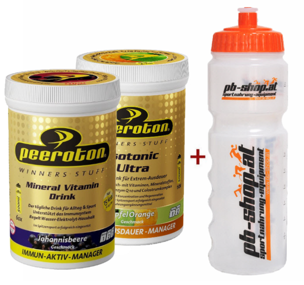 Peeroton Mineral Vitamin Drink+Isotonic Ultra incl. 1 Radflasche Blutorange Johannisbeere-Zitrone