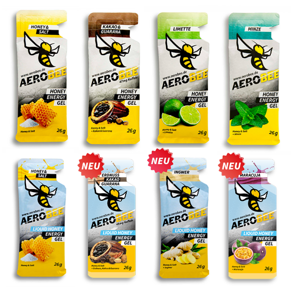 AEROBEE Energy Gel aus Honig CLASSIC / Liquid Gel Testpaket 8 teilig