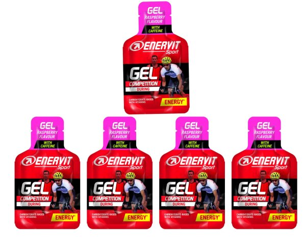 Enervit Sport Gel 5er Pack Himbeere + Koffein