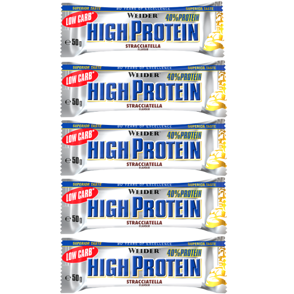 Weider 40% Low Carb High Protein Bar Riegel 5er Pack Straciatella