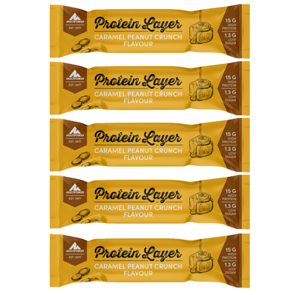 Multipower Protein Layer Riegel 5er Pack Caramel Peanut Crunch