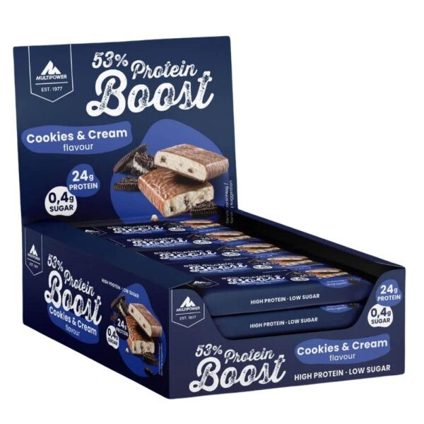 Multipower 53% Protein Boost Bar 20er Box Cookies & Cream