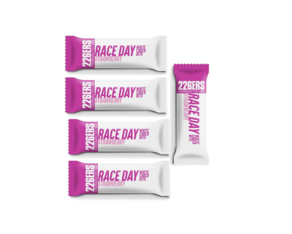 226ERS Race Day Choco Bits Riegel 5er Pack Erdbeere (Weiße Schoko)