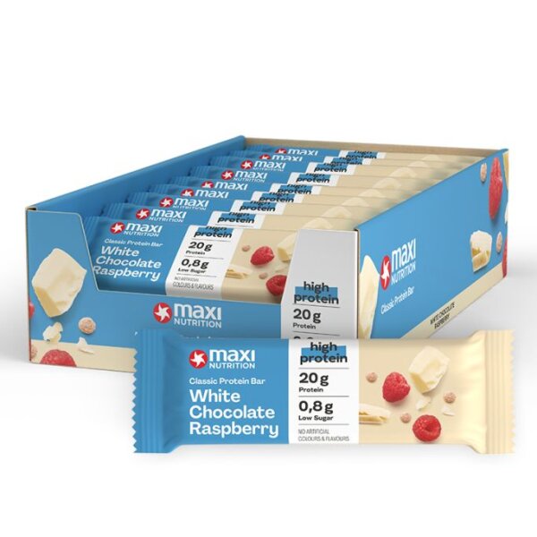 Maxi Nutrition Classic Protein Bar 24er Box White Chocolate Raspberry