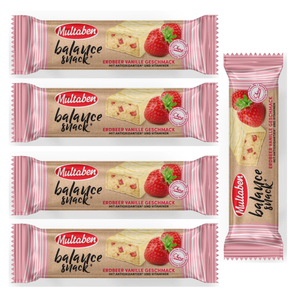 Multaben Balance Snack Riegel 5er Pack Erdbeer Vanille