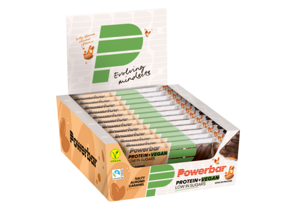 PowerBar Protein + Vegan Riegel 12er Box Salty Almond Caramel