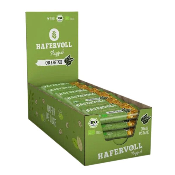 Hafervoll Organic Flapjack Riegel 18er Box Chia & Pistachio