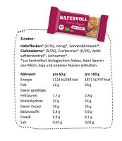 Hafervoll Organic Flapjack Riegel 18er Box Berry & Cashew