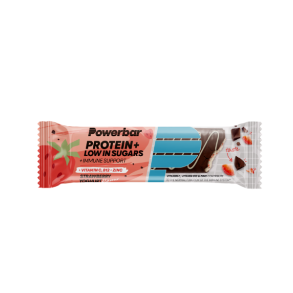 PowerBar Protein+ Low in Sugars Immune Support Riegel Erdbeer Yoghurt