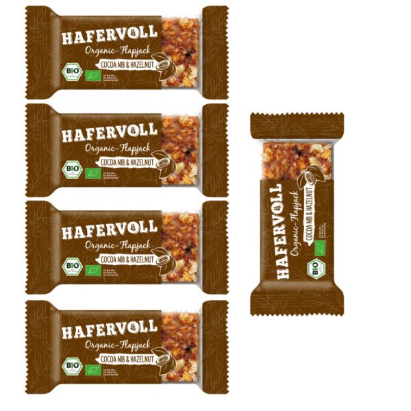 Hafervoll Organic Flapjack Riegel 5er Pack Cranberry & Cocoa Nib