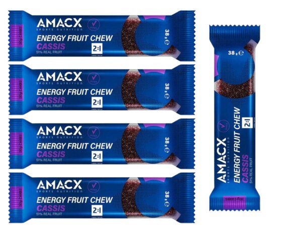 AMACX Energy Fruit Chew Gummiriegel 5er Pack Schwarze Johannisbeere