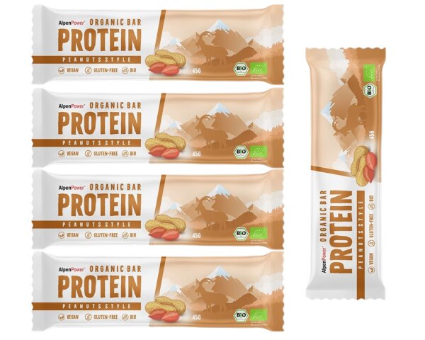 AlpenPower Bio Proteinriegel 5er Pack Peanut Style